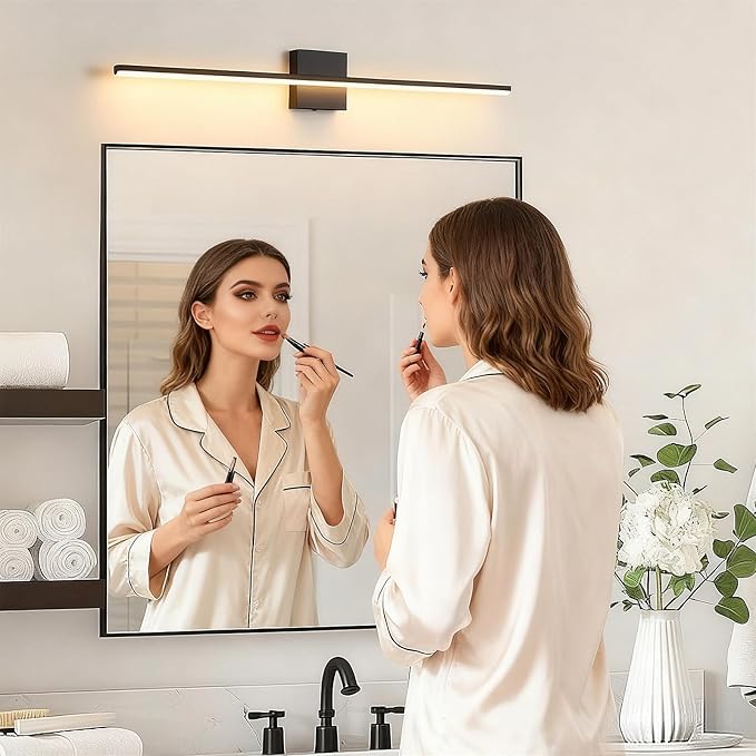 Modern Bathroom Vanity Light 32 Inch, 20W Black Bathroom Light Fixture Over Mirror, Dimmable 5CCT LED Wall Sconce Lighting for Restroom Mirro