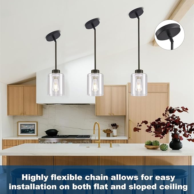 Pendant Lamp with Glass Shade, Modern Antique Brass Pendant Lights,Hanging Light Vintage Glass Shade, Island Light Pendant Light Fixture for Bedroom Living Room Kitchen