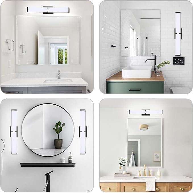Bathroom Vanity Light 2700/3000/3500/4000/5000k Dimmable, Black Modern Matte for Vanity Lighting Over Mirror LED, 24 inch IP44 25W Equivalent to Incandescent 250W, ETL Listed (1 Pack)
