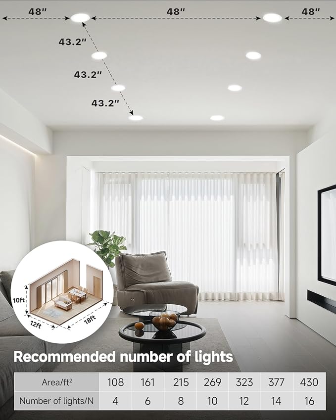 Ensenior 12 Pack 4 inch Gimbal Led Recessed Light with Junction Box, 90° Adjustable Directional Eyeball Lighting, Dimmable, 2700K/3000K/3500K/4000K/5000K, 900LM, 9W=85W-ETL&FCC Certified