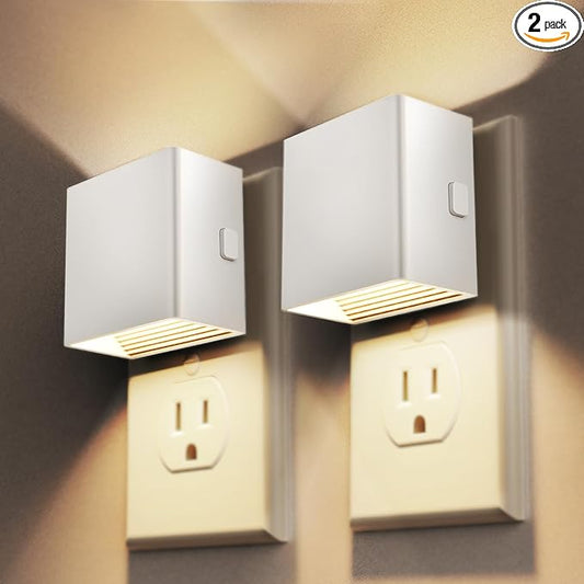 DORESshop LED Night Lights Plug into Wall [2 Pack], Plug in Nightlight, 3 Level Brightness Adjustable Night Light, Dusk to Dawn Sensor, Nightlights for Adults, Bedroom, Bathroom, Hallway, White