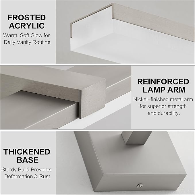 ZUZITO 30 Inch Modern Vanity Light for Bathroom Brushed Nickel Over Cabinet Arm Extra Wide LED Bar 5CCT Selectable CRI85+ ETL