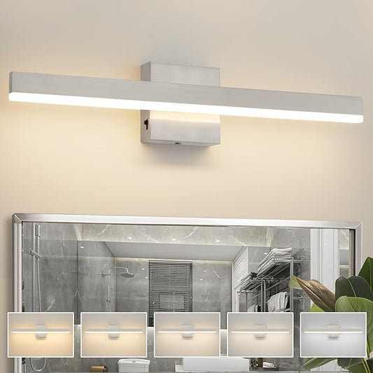Nickel Bathroom Vanity Light 23.6 inch, 20W Dimmable 5CCT LED Bathroom Light Fixture Over Mirror Restroom-ETL Certificated
