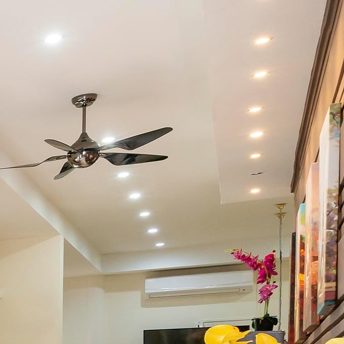 Maxxima 3 in. 5 CCT Ultra Thin Recessed LED Downlight, 500 Lumens, Slim Canless Light, IC Rated, 5 Color Temperature Selectable 2700K/3000K/3500K/4000K/5000K, Dimmable, White Trim, J-Box Included