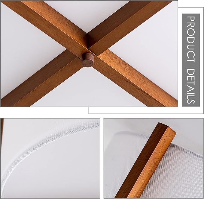 VILUXY Semi-Flush Mount Ceiling Light Fixture with Wood and Off-White Fabric Drum Shade Modern Chandelier for Bedroom, Dining Room, Corridor, Living Room 4-Light