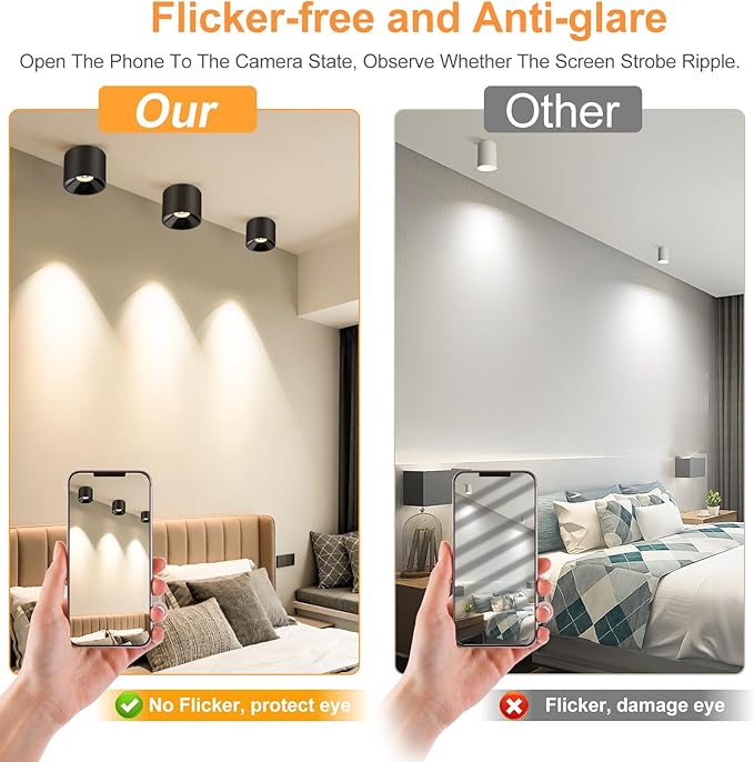 Ceiling Light Fixture, Flush Mount Dimmable Ceiling Lights, Modern LED Cylinder Ceiling Light Spot Lights Indoor for Living Room Hallway Entryway Kitchen, 3000K, Black, 3 Pack