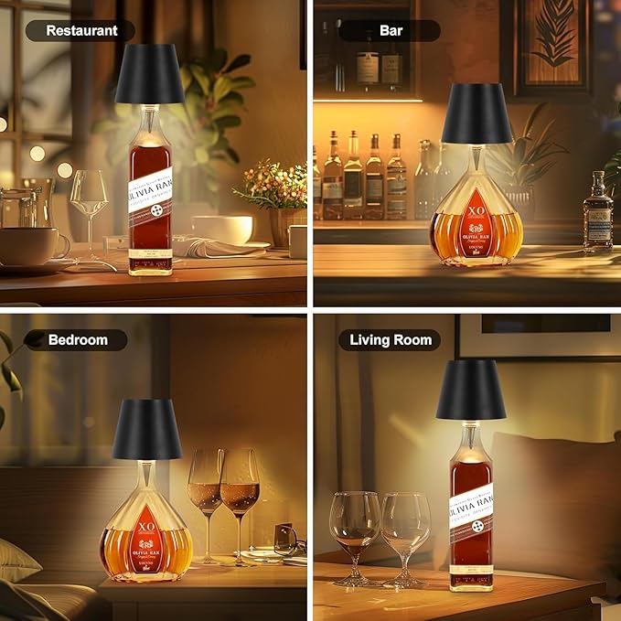 2026 New Wireless Bottle Lamp,LED Bottle Lights for Liquor & Wine Bottles,Bottle Light with Dimmable(Black+White)