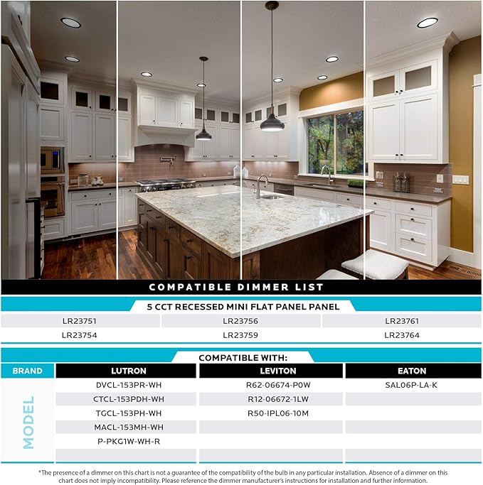LUXRITE 6 Inch Ultra Thin LED Recessed Light with J-Box, 12W, 5 Color Options 2700K | 3000K | 3500K | 4000K | 5000K, Dimmable Wafer Light, 1000 Lumens, Black Trim, Energy Star, IC Rated (4 Pack)