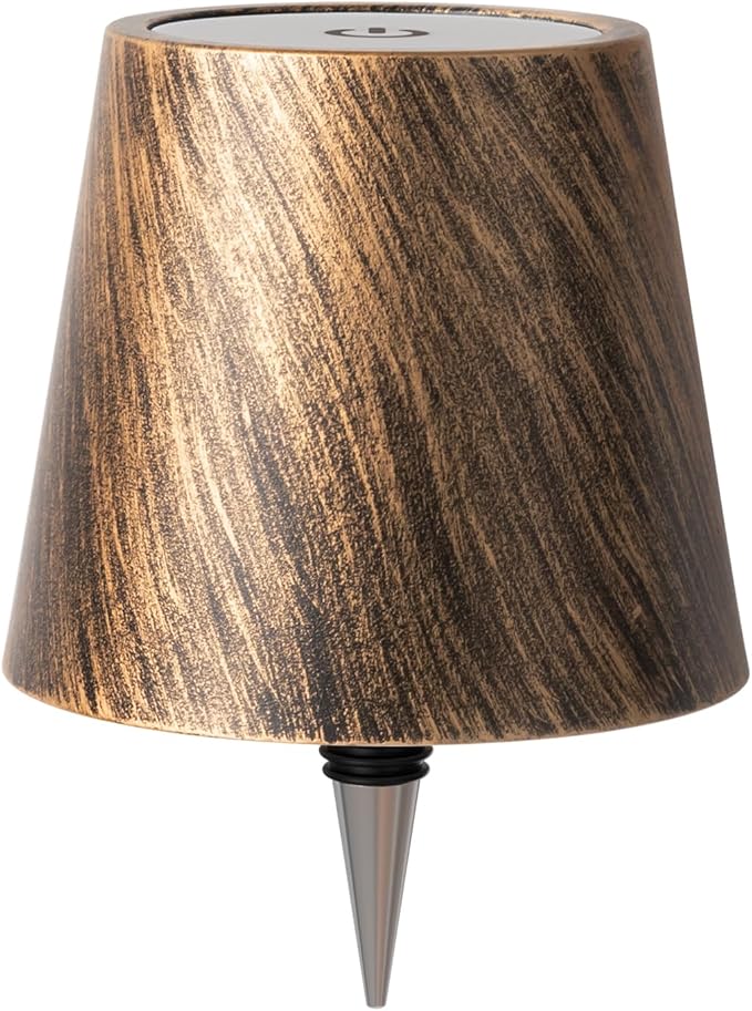 Wireless Bottle Lamp, Wine Bottle Lights with 3 Color Temperatures, Rechargeable Stepless Dimming LED Lights for Liquor, Wireless Lamp for Bedroom, Restaurant, Bar - Bronze