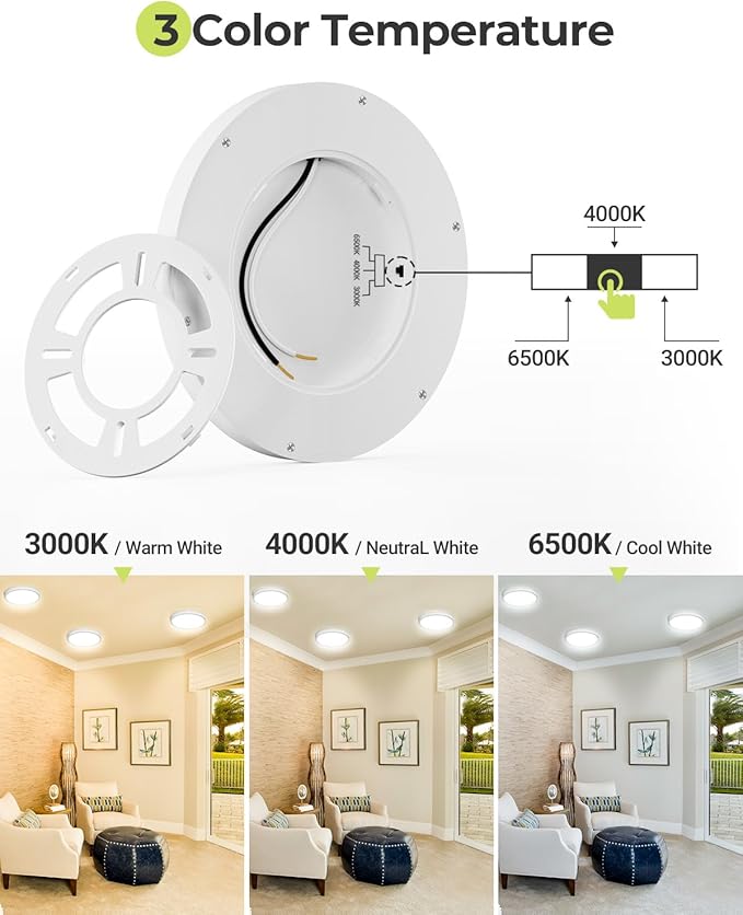hepside 2PACK Flush Mount LED Ceiling Light Fixture Black, 4.7Inch 8Watt, 3000K-4500K-6000K 3 Color Selectable Ceiling Lamp Low Profile Ceiling Light for Closet Basement Hallway Porch