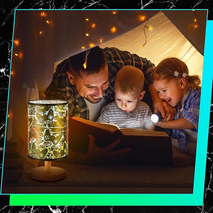 Glooglitter Video Game Table Lamp for Gifts 3 Colors Dimmable Lights 9.72 x 5.12 Inch Night Light Bedside DecLamps Oration for Bedroom Desk Birthday Gifts for Home Decor