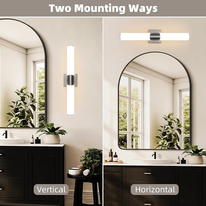 Modern Wall Sconce 22 Ihch Brushed Nickel Bathroom Sconces LED Wall Lighting Fixtures with Acrylic Shade Hardwired Long Vanity Lights Over Mirror for Bedroom Living Room Hallway