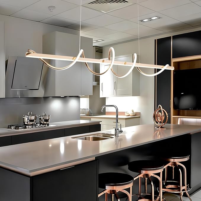 Led Pendant Light for Kitchen Island Lighting Dimmable 39.73" Twist Design Modern Led Chandelier 3000K-6500K