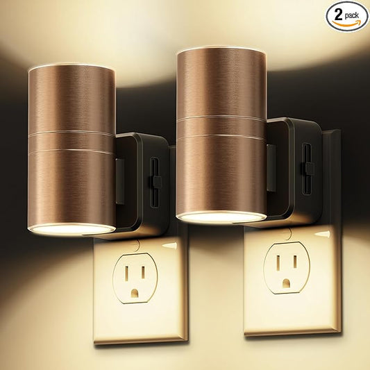 L LOHAS LED Night Light, 2 Pack Night Lights Plug into Wall, Automatic Dusk to Down Nightlight, 3000K Soft White 0-100LM Dimmable Modern Nightlight for Kids Bedroom Hallway