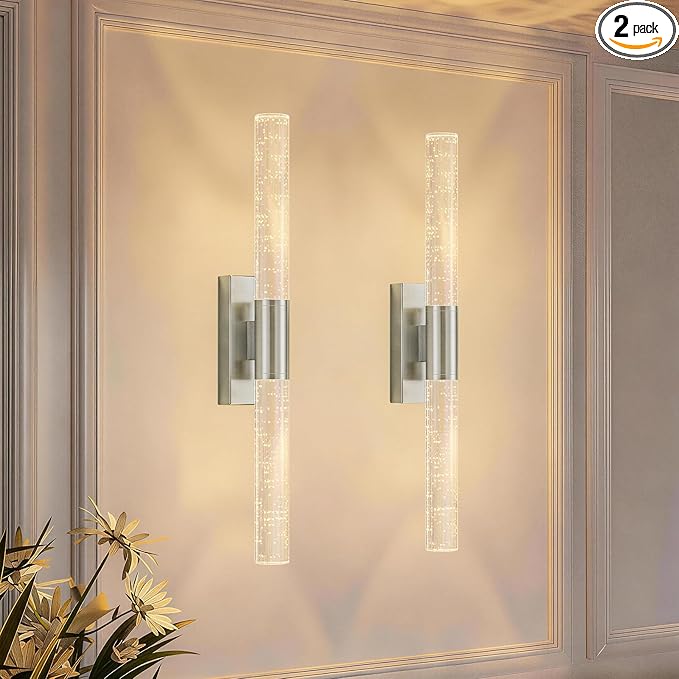 camuucci Battery Operated Wall Sconces Set of 2 Rechargeable Battery Powered Wall Light with 12000mAh Not Hardwired Dimmable Wall Lamp Fixtures for Bedroom Living Room Silver 20.9 Inches