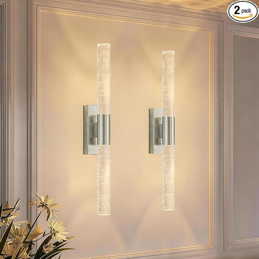 camuucci Battery Operated Wall Sconces Set of 2 Rechargeable Battery Powered Wall Light with 12000mAh Not Hardwired Dimmable Wall Lamp Fixtures for Bedroom Living Room Silver 20.9 Inches