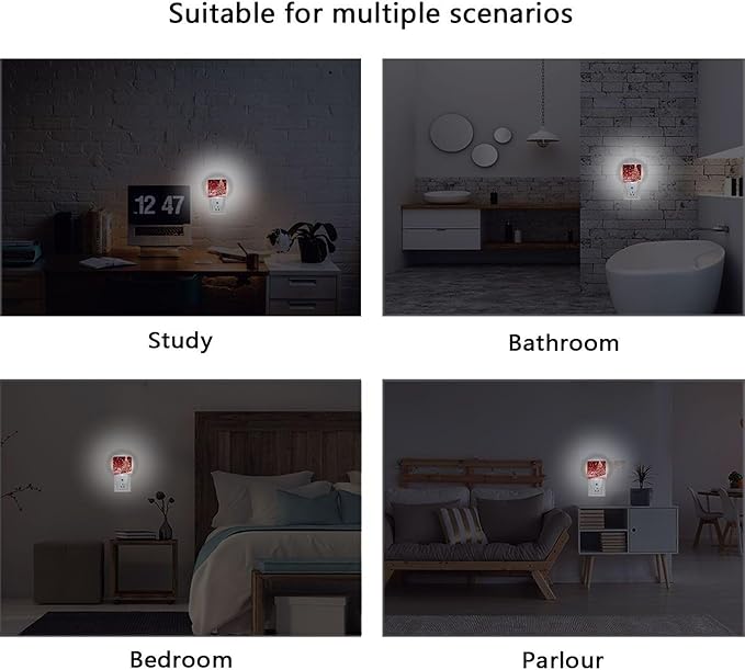 Christmas Tree Red Night Light LED Sensor Set of 2 Winter Snow Scene Xmas Table Desk Lamps with Adjustable Brightness Eye-Caring for Home Bedroom Office Parlour