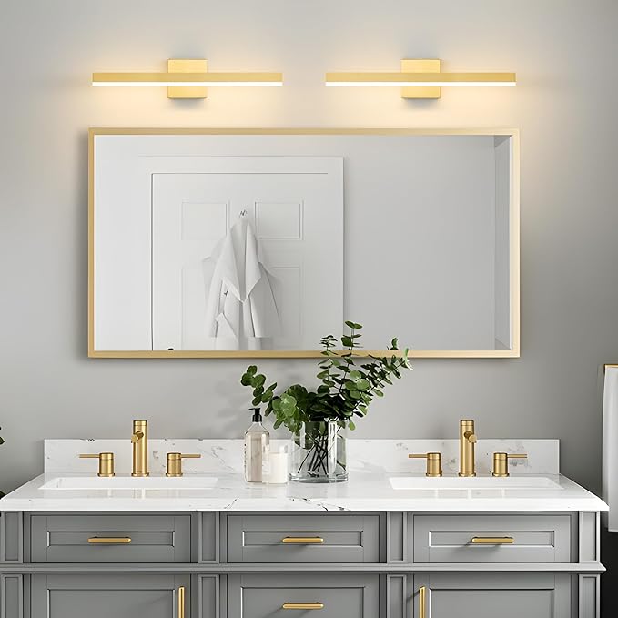 Gold Bathroom Vanity Light 23.6 inch, 20W Dimmable 5CCT LED Modern Bathroom Light Fixture Over Mirror Hardwired - ETL Certificated