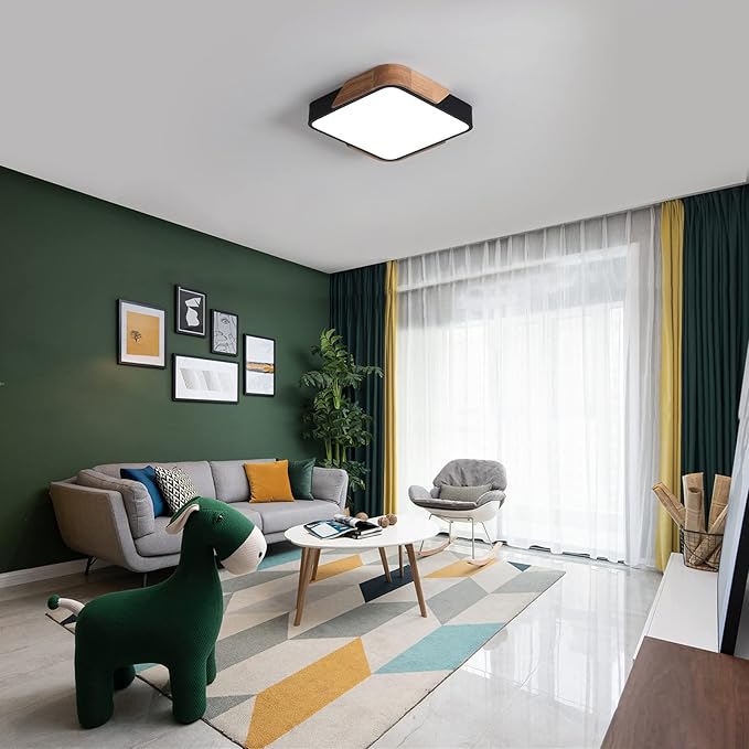 Modern Flush Mount Led Ceiling Light, 24W Black, 11.8 Inch, Cool White, 6500K for Bedroom, Kitchen, Living Room, Hallway