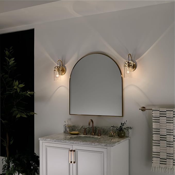 Kichler Brinley 11.5" Wall Sconce in Champagne Bronze, 1-Light, Vintage Wall Mount Light with Clear Glass, (11.5" H x 5" W), 45576CPZ