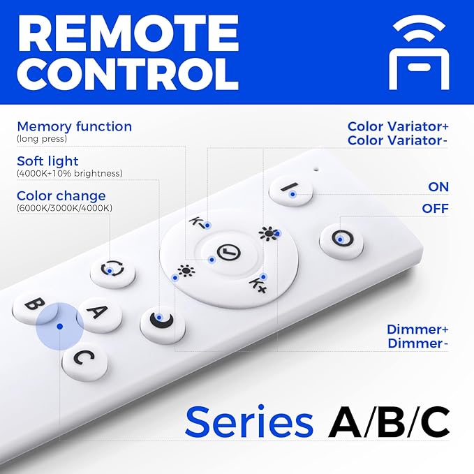 Barrina 5568 Remote Series LED Linear Light, 2nd-Generation, 45W Seamless Connection, 3000K-6000K Color Changing, 4FT Dimmable Hanging Office Shop Light Fixture with Remote, 5568 Series White, 4 Packs