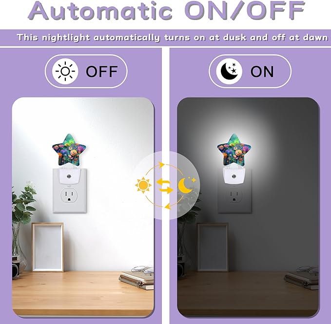 Night Light,Flowers Colorful Night Lights Plug into Wall Abstract Field Decorations for Bedroom Bathroom,Dusk to Dawn Sensor Kitchen Hallway Stairs Energy Efficient Desk Lamp