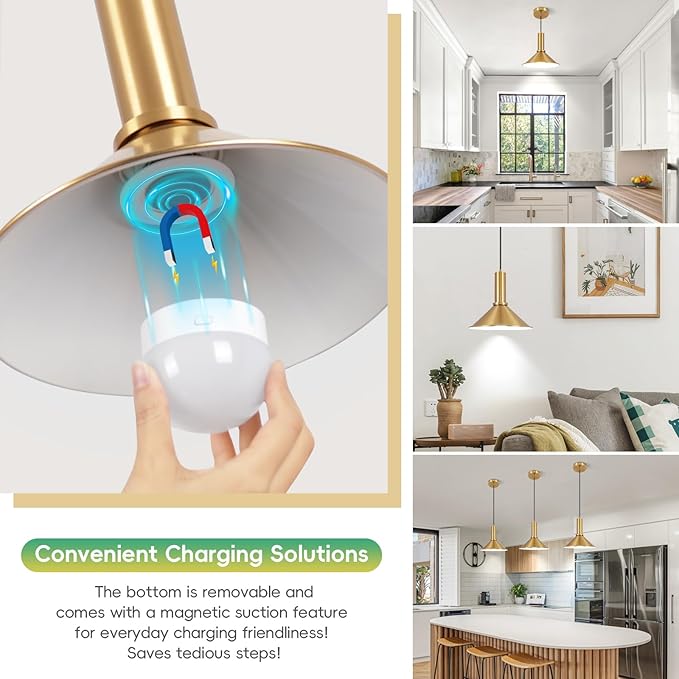 Battery Operated Pendant Lights 2 Pack,Rechargeable Pendant Light with Remote,Gold Pendant Light Fixtures for Kitchen island,Modern Industrial hanging Lights for Dining Room Hallway Entryway Bedroom