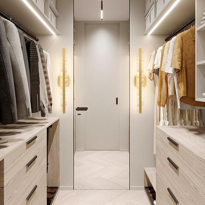 Modern Bathroom Vanity Light: Brushed Gold 32 inch 28W Dimmable LED Bath Bar Light Fixtures Over Mirror - Wall Sconce Picture Lights for Paintings Cabinets Bedroom 3000k