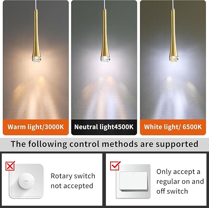 2 Pack Modern Gold LED Pendant Light, Kitchen Island Ceiling Hanging Lights, Teardrop Bubble Crystal, 3 Color 2700K/4500K/6500K, Bedside Small Chandelier Lamps for Bar, Dining Room, Hallway, Foyer