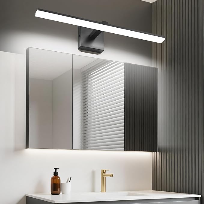 ZUZITO Black Bathroom Vanity Lights- 24inch Modern LED Bathroom Light Fixtures Dimmable Vanity Light Acrylic Bath Room Lighting Fixture Over Mirror