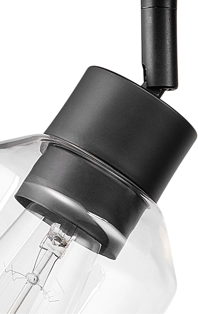 Globe Electric 59798 3-Light Track Lighting, Wood Toned and Matte Black Finish, 25 inch, Clear Glass Shades, Adjustable Heads, E26 Base, Dimmable, Rustic Modern Style