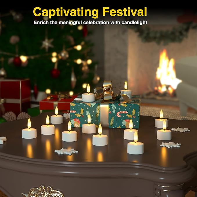 Flameless Tea Lights Candles with Charging Station,LED Tea Lights Candles with Remote Control Timer for Valentine's Day,Wedding,Centerpiece Table Decorations,Anniversary,Home Decor,6-Pack