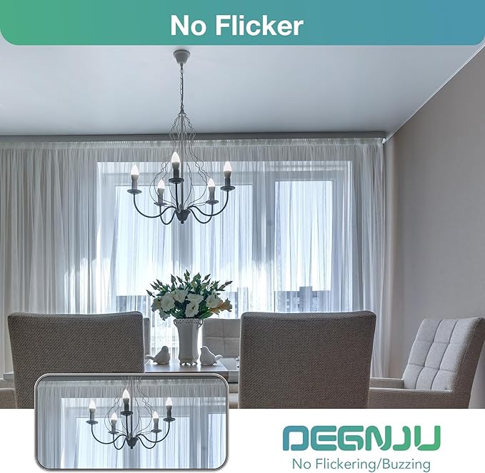 DEGNJU 20 Pack Chandelier Light Bulbs 60 Watt Equivalent, Candelabra LED Light Bulbs, E12 LED Bulb Daylight 5000K, Type b Light Bulb 5.5W, Candelabra Base, 120V, B11 Candle Light Bulb, Non-Dimmable