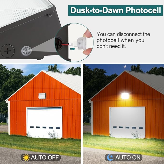 kadision 120W LED Wall Pack Light, 13200lm 5000K Daylight 100-277V, Dusk-to-Dawn Outdoor Lighting Fixture for Parking Lots, Backyards, ETL Listed 2-Pack