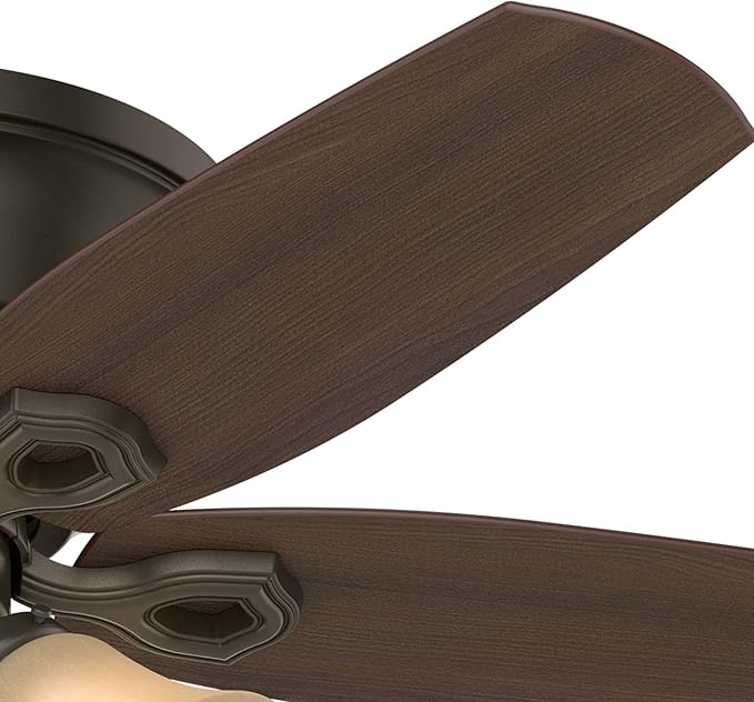 Hunter 42 inch Indoor Ceiling Fan with LED Lights - Bronze Ceiling Fan with Pull Chain, For Bedroom, Living Room, or Kitchen, Low Profile Mount, No Remote, 5 Blades - Builder 51091, New Bronze