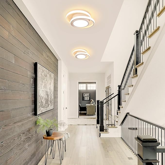 DELIPOP Modern LED Ceiling Light, 36W 2160LM Round Small Ceiling Lamp, (Warm Light, 3000K) Aluminum Close to Ceiling Light Fixture for Hallway, Aisle, Corridor, Bedroom, Kitchen (White)