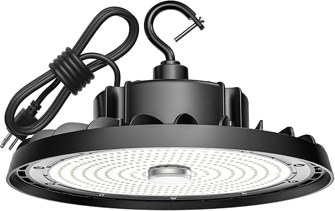 UFO LED High Bay Light 240W 36,000lm 5000K Daylight, High Bay LED Shop Lights with US Plug 5’ Cable, Commercial Warehouse Lights, Factory Area Lighting Fixture, Non-Dim