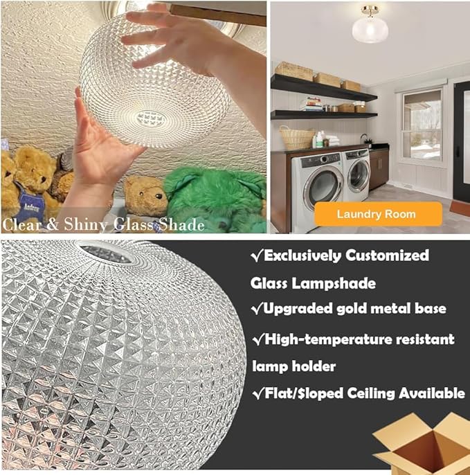 Semi Flush Mount Ceiling Light,Hallway Light Fixtures,Vintage Light Fixtures,Kitchen Lighting Fixtures Ceiling,Globe Glass Light Fixture,Closet Light Fixture,Hanging Light Fixture for Bedroom Porch