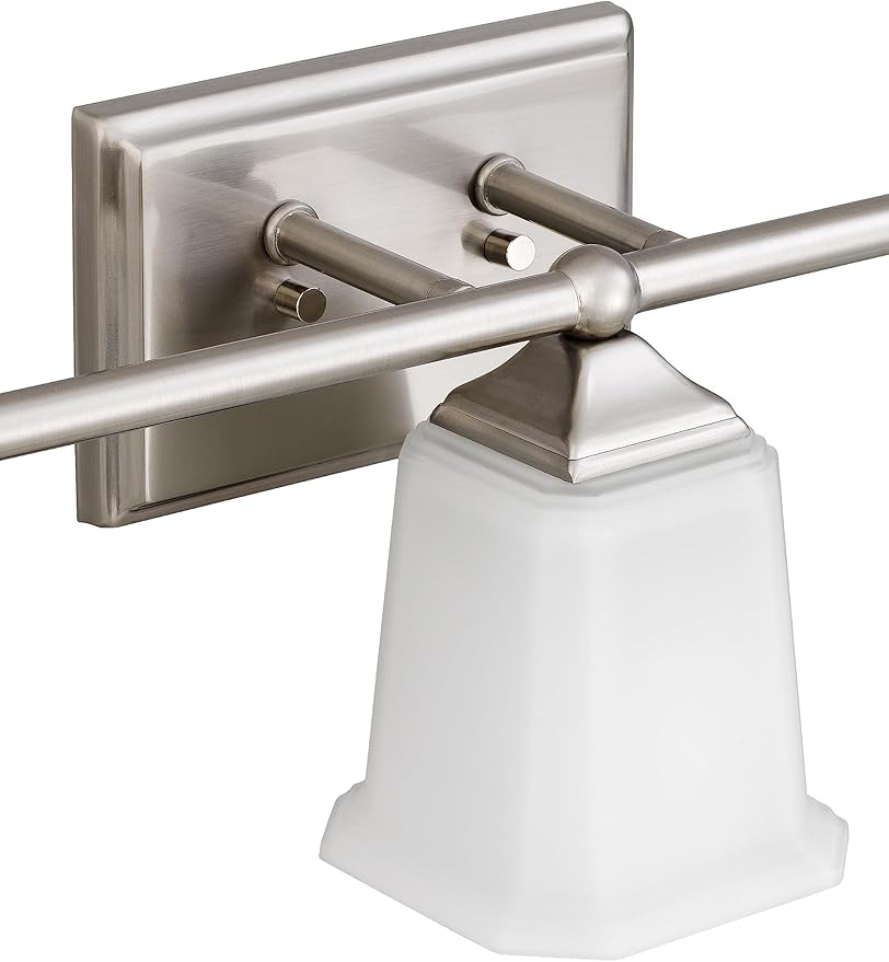 Tawson Nox Vintage 3-Light Vanity Light Modern Wall Sconce Lighting Brushed Nickel with White Glass Shade for Bathroom, Hallway, Entryway, Kitchen, Mirror, Laundry Room