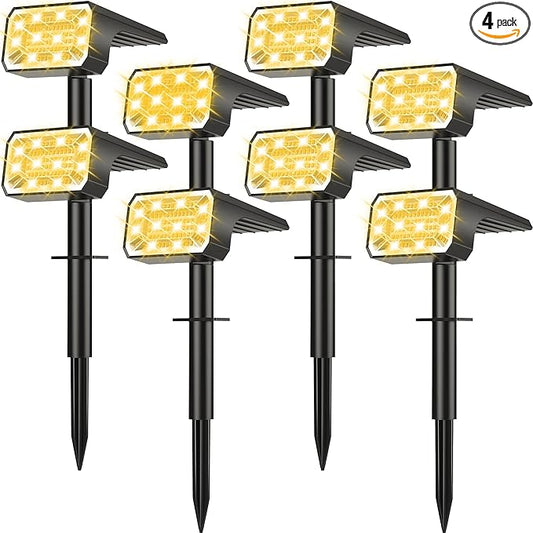800 Lumens Solar Spot Lights Outdoor, 8 Pack Solar Landscape Lights with 100 LEDs Each, 4 Lighting Modes, IP65 Waterproof, 2-in-1 Solar Spotlights for Yard Garden Pathway Driveway(Warm White)