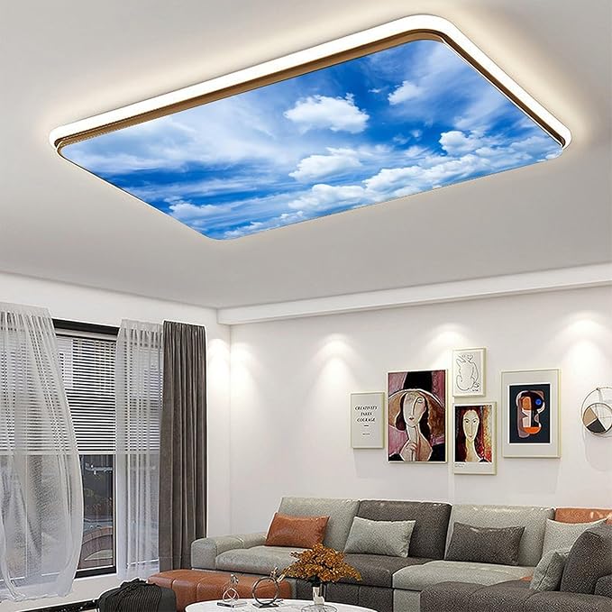 2 Pack Fluorescent Light Cover for Ceiling, Blue Sky Magnetic Cover, Classroom Supplies for School, Home Office