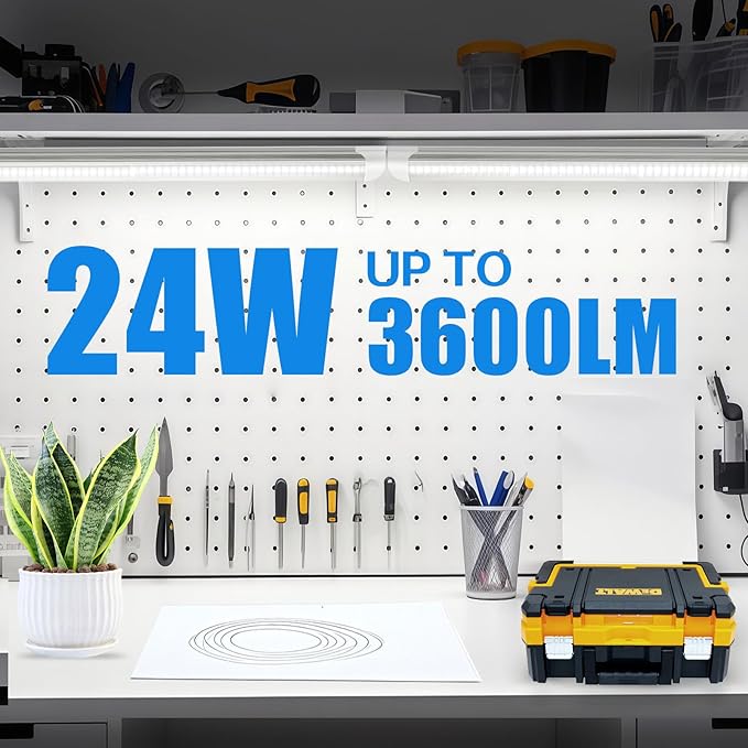 CNSUNWAY 2FT LED Shop Light, 24W 5000K 3600LM Super Bright, Utility T8 LED Light Fixture, D Shape, High Output, Linkable Shop Lights Tubes for Room, Garage, Workbench, Plug and Play, 2 Pack