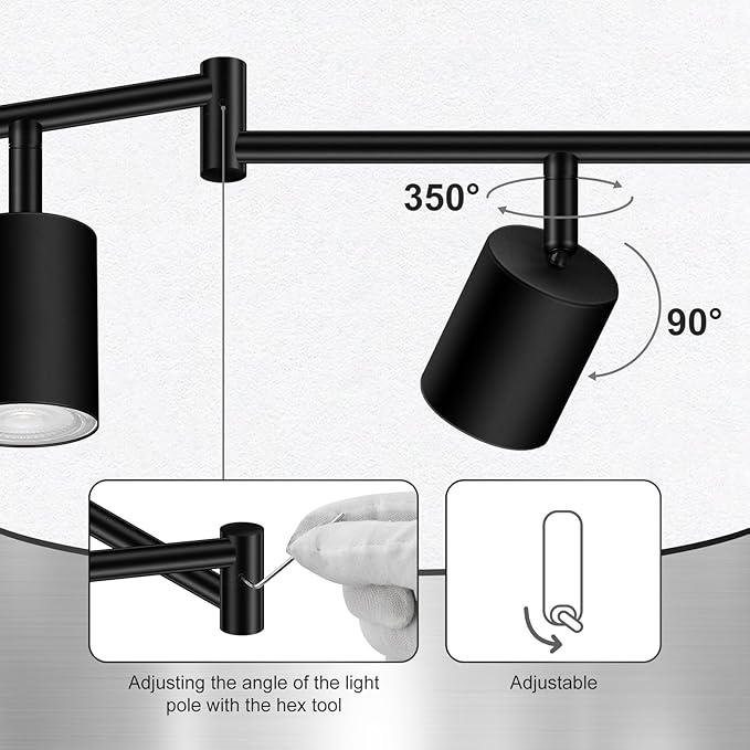 AUQUEE 6 Light Track Lighting Fixtures Ceiling, Matte Black Kichen Track Lighting Fixtures with Rotatable Light Heads, Foldable Lamp Arms, Modern LED Track Lights for Kitchen/Hallway, No GU10 Bulb