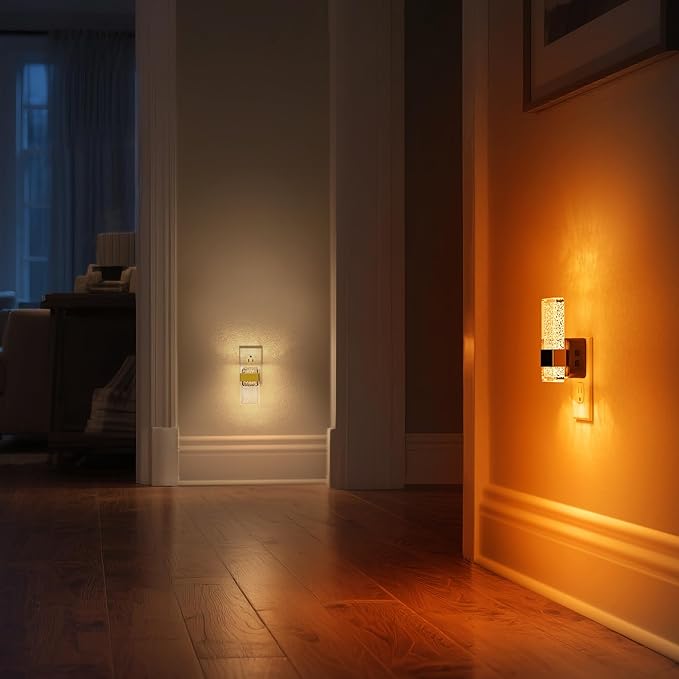 DORESshop LED Night Lights Plug into Wall, [2 Pack] 3 Level Dimmable Night Light, Bubble Decorative Nightlight, Dusk to Dawn Sensor, Wall Sconce-Style Design Nightlights for Bathroom, Hallway, 3CCT