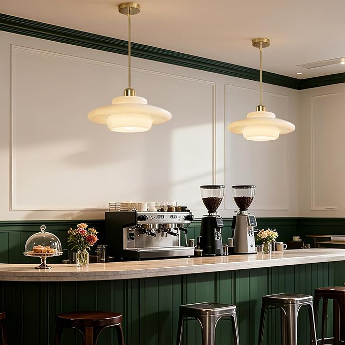 Pendant Lights Kitchen Island: Mid-Century Modern Hanging Light Fixture Entryway - Glass Pendant Lamp Dining Room (Golden Rod)