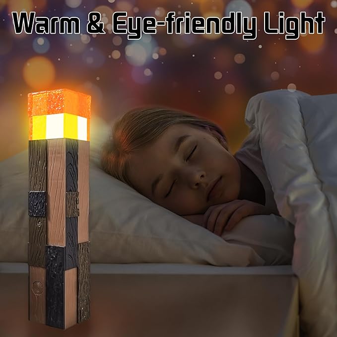 AIDYVOI Light-Up Wall Torch Lamp, 4-Color Flame Modes, Rechargeable Handheld & Wall-Mountable Decor Light, Flame Night Light for Costume Cosplay & Room Decor, Perfect for Boys Aged 6-8