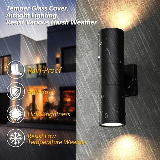 15inch LED Square Up & Down wall Lights ,14W Outdoor Wall Light 4000K Day white Aluminum Body Waterproof IP65 LED Exterior Light Fixtures Wall Mount for House Patio Garage garden. (14inch-12Pack)