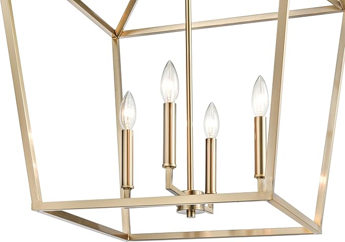 ML Lighting 3254-MG Transitional Four Light Pendant, Champ, Gld Leaf Finish, Modern Gold