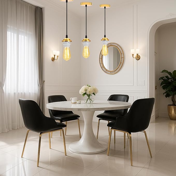 12 Pack Industrial Mini Pendant Light Kit Bulk, UL E26/E27 Lamp Socket 3.28 ft Adjustable Hanging Light Cord Kit Edison Vintage Retro Ceiling Lamp Fixture for Kitchen Bar Decor(Gold)