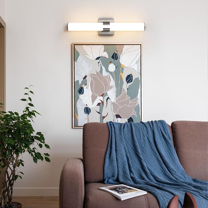 AIJIASI Brushed Nickel Vanity Lights for Bathroom - 22 Inch Bathroom Light Fixtures Over Mirror with Acrylic Shade, 18W LED Modern Vanity Lighting Fixtures Wall Sconce 3000K